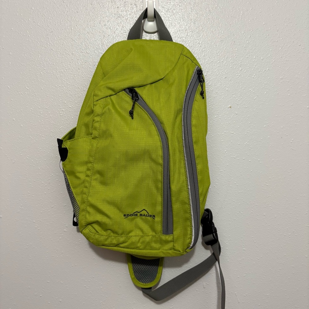 Eddie Bauer Ripstop Green Sling Pack Crossbody Backpack Bag Purse - Unisex